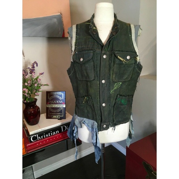 The People of the Labyrinths Cotton Leather Vest - Picture 1 of 12